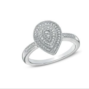 Zales diamond accent beaded teardrop ring